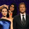 De cabelos compridos, estátua de Brad Pitt é apresentada ao lado da mulher, a atriz Angelina Jolie