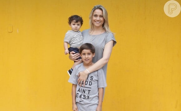 Fernanda Gentil exerce a maternidade de Lucas, de 8 anos, e tem Gabriel, de 1 ano