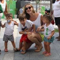 Luana Piovani e Thiago Lacerda brincam com os filhos em evento infantil no Rio