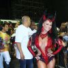 Viviane Araújo se vestiu de diabinha para o ensaio técnico do Salgueiro que aconteceu neste domingo, 5 de fevereiro de 2017, na Sapucaí, no Rio