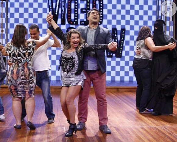 Fernanda Lima participou do 'Vídeo Show' e fez uma performance de dança com o apresentador