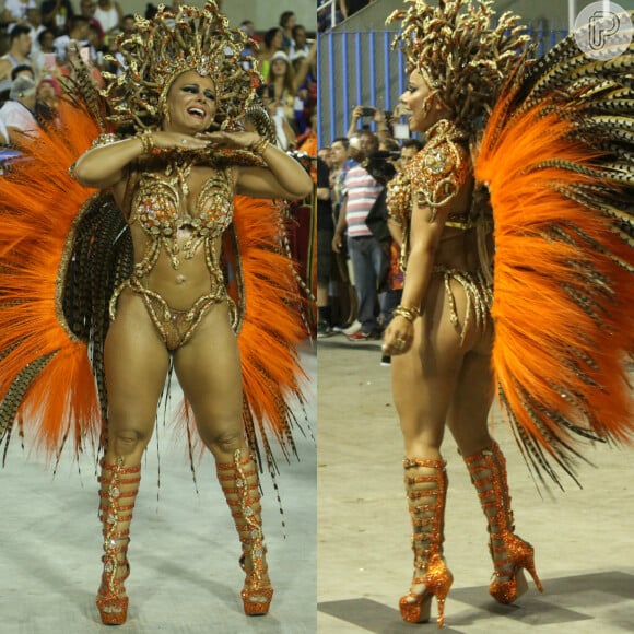 Viviane Araujo representou a medusa como rainha de bateria do Salgueiro no Carnaval de 2017