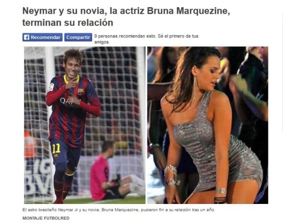 Fim do namoro de Neymar e Bruna Marquezine ganhou destaque na imprensa internacional