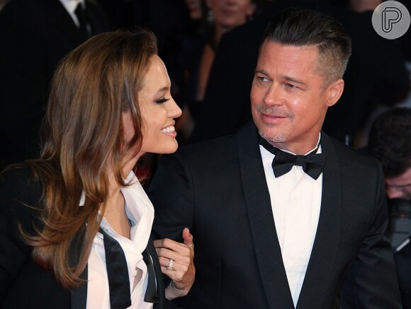 Brad Pitt e Angelina Jolie no BAFTA 2014 na noite de domingo, 16 de fevereiro de 2014