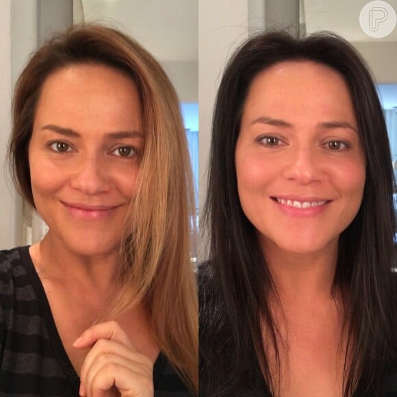 Vivianne Pasmanter publicou o 'antes e depois' em seu Instagram após tingir os cabelos para interpretar a personagem Germana em 'Novo Mundo'