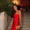 Daniela Sarahyba combinou o vestido tomara-que-caia com sandálias metálicas para a festa de aniversário da promoter Carol Sampaio, que aconteceu no hotel Copacabana Palace, no Rio de Janeiro, neste domingo, 12 de março de 2017 