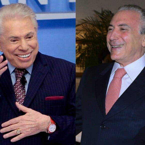 Silvio Santos exibiu os cabelos brancos e comentou sobre o seu novo visual: 'É a tinta do presidente Michel Temer'