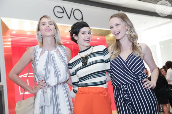As atrizes Livia de Bueno, Maria Flor e Fernanda Rodrigues prestigiaram o lançamento da coleção de outono da loja Eva, no Rio Design Barra