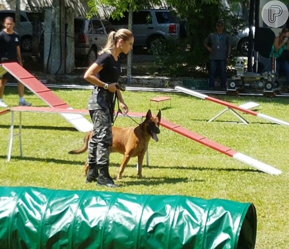 Paolla Oliveira treina com o cachorro Iron para a novela 'A Força do Querer'