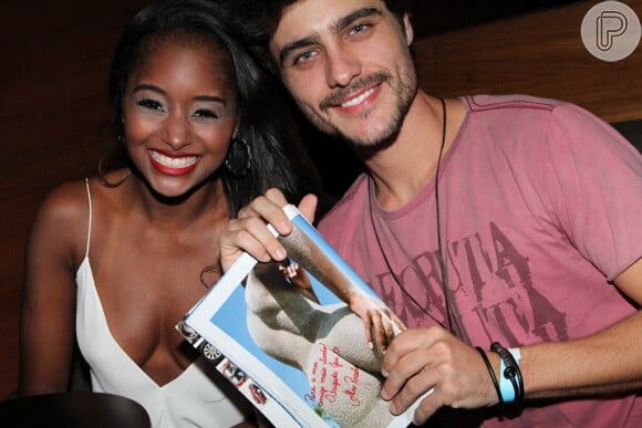 Guilherme Leicam e Aline Prado, a capa da edição de fevereiro da revista Playboy, em lançamento da revista no Rio de Janeiro