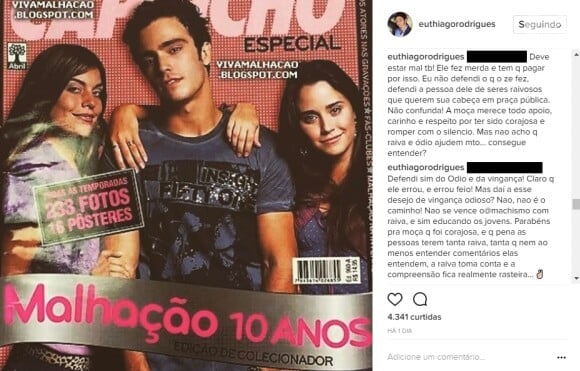 Thiago Rodrigues se defendeu após ser criticado por apoiar José Mayer