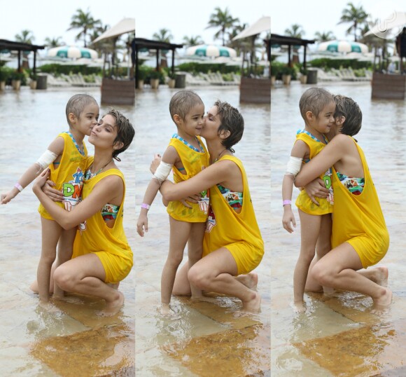 Isabella Santoni encantou e se divertiu com crianças de várias idades no Dia Mundial da Alegria, promovido pelo parque aquático Beach Park nesta terça-feira, 11 de abril de 2017