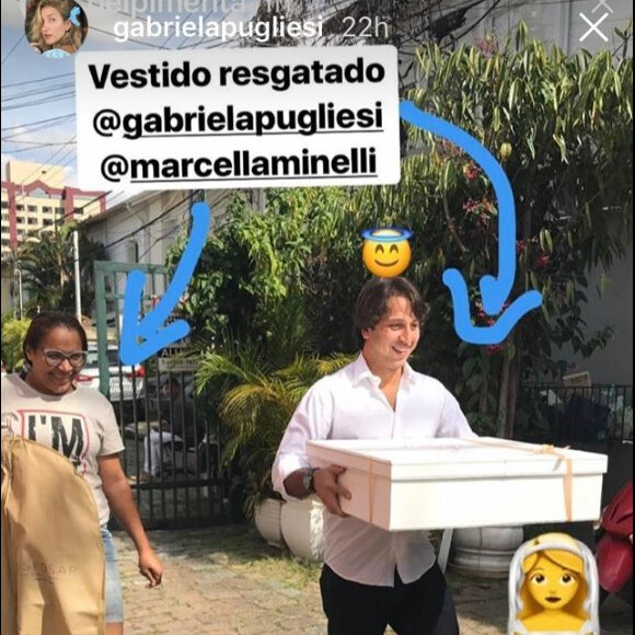 Gabriela Pugliesi esquece vestido de noiva ao viajar para Trancoso e mostra cunhado o levando em foto publicada nesta quinta-feira, dia 20 de abril de 2017