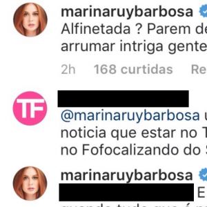 Marina Ruy Barbosa se irritou com os rumores de uma suposta rivalidade com a ex-BBB Emilly