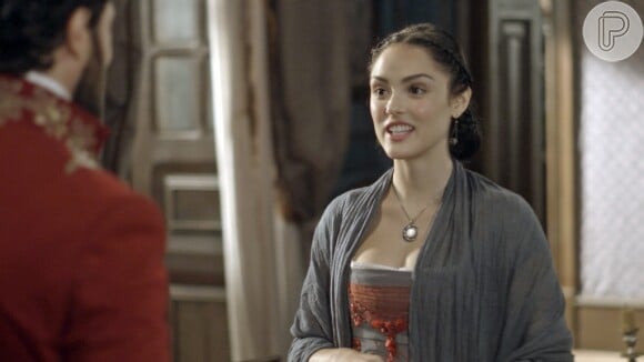 Anna (Isabelle Drummond) diz a Thomas (Gabriel Braga Nunes) que está grávida, na novela 'Novo Mundo'