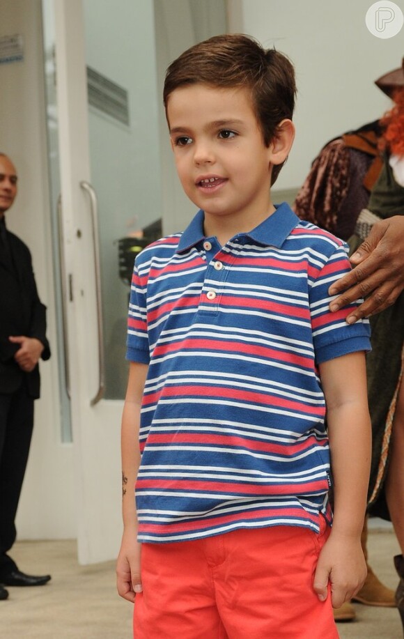 Rodrigo Filho, filho de 5 anos do apresentador Faustão, no aniversário de 3 anos de Lorenzo Gabriel, filho de Luciana Gimenez e do empresário Marcelo de Carvalho, em São Paulo