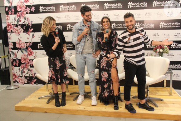 Giovana Ewbank, Kadu Dantas, Camila Coelho e Bruno Gagliasso se divertiram durante o lançamento da coleção da Riachuelo