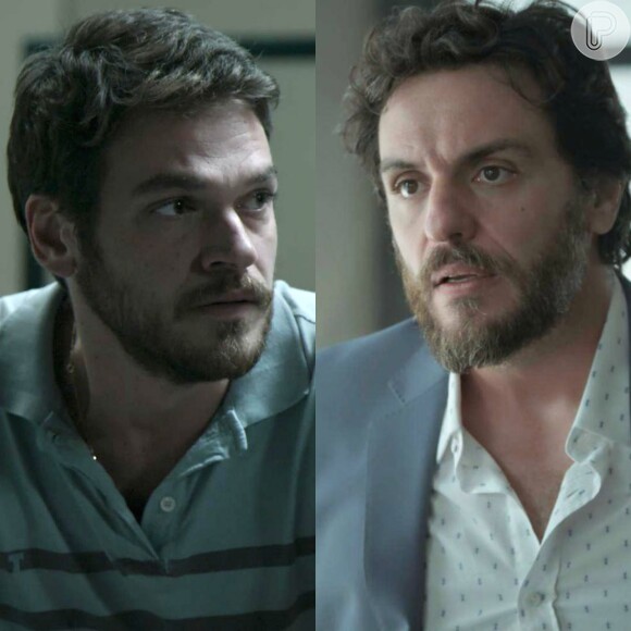 Preso, Rubinho (Emílio Dantas) mente para Caio (Rodrigo Lombardi) dizendo que é inocente, na novela 'A Força do Querer'', em junho de 2017