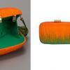 A clutch laranja e verde de Luiza (Bruna Marquezine) está à venda no site www.serpuimarie.com.br por R$ 619