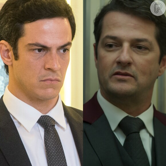 Malagueta (Marcelo Serrado) revela farsa de Luiza (Camila Queiroz) para Eric (Mateus Solano), na novela 'Pega Pega', em 14 de julho de 2017