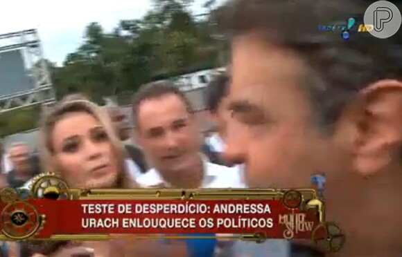 Andressa Urach não teve sorte ao entrevistar Aécio Neves