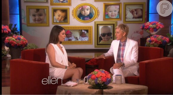 Mila Kunis participa do programa da Ellen Degeneres especial Dia das Mães, em 9 de maio de 2014