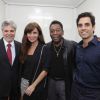 Giovanna Antonelli posa ao lado de Pelé em estreia do festival de cinema Vivo Open Air no Rio