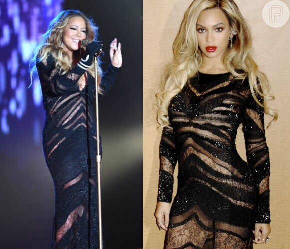 Mariah Carey usou o vestido Roberto Cavalli no World Music Awards 2014. Beyoncé escolheu o modelito para a festa do Super Bowl 2014
