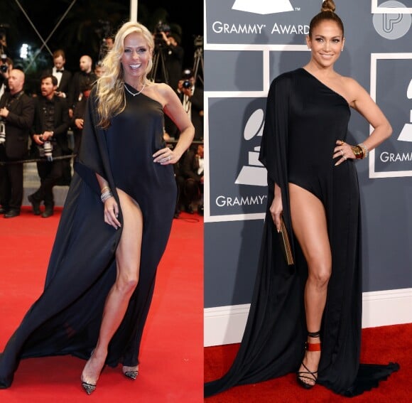 Adriane Galisteu e Jennifer Lopez usam vestido da grife Anthony Vaccarello com fenda poderosa