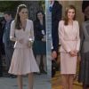 Os estilos de Kate Middleton e Leticia Ortiz são bem parecido; a duquesa aposta em modelos mais femininos e delicados, enquanto a rainha elege looks estruturados e mais sociais
