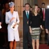 Em eventos reais, Kate Middleton elege modelos clássicos e finaliza o look com diferentes modelos de chapéus; Leticia Ortiz é minimalista e mostra sofistificação ao exibir peças com borbados
