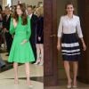 Kate Middleton e Leticia Ortiz apostam em modelos com cintura marcada e sapato nude, aliás o scarpin está sempre presente no looks das realezas