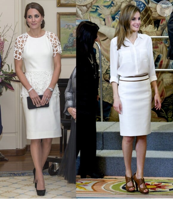 No look 'branco total', Kate Middleton e Leticia Ortiz mostram estilos variados, porém elegantes