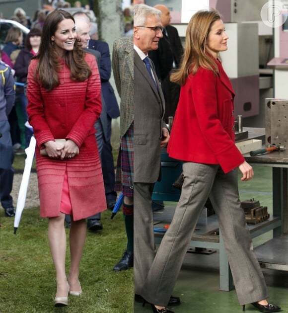 As peças em vermelho integram boa parte do guarda-roupa de Kate Middleton e Letizia Ortiz