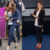 Sem descer do salto, Kate Middleton e Letizia Ortiz mesclam os must have do inverno: blusa de listras (referência de Coco Chanel) e scarpin vermelho, que atualiza qualquer look