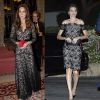 Com os modelos de renda com fundo nude em alta Kate Middleton e Letizia Ortiz usaram vestido parecidos