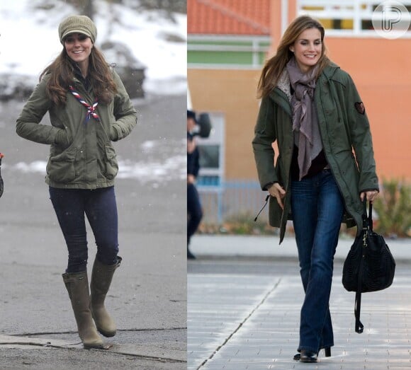 Em dias mais frios, Kate Middleton e Letizia Ortiz apostam no militarismo com estilo