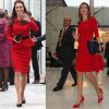 Novamente, o vermelho reina no look das realezas; Kate Middleton com seu modelo clássico contra o visual 'vermelho total' de Letizia Ortiz