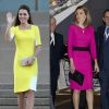Em cores mais vibrantes, Kate Middleton e Letizia Ortiz escolhem assessórios para completarem o look em harmonia