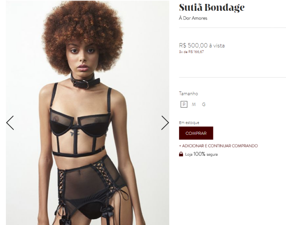 A lingerie usada por Cleo Pires é da sex shop Nuasis e custa R$ 500