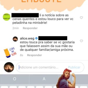 Um internauta disse que estava ansioso para as cenas de nudez de Alice Wegmann em 'Onde Nascem os Fortes'