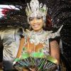 Milena Nogueira usou fantasia com 800 penas de faisão e vários cristais no desfile deste ano do Império Serrano
