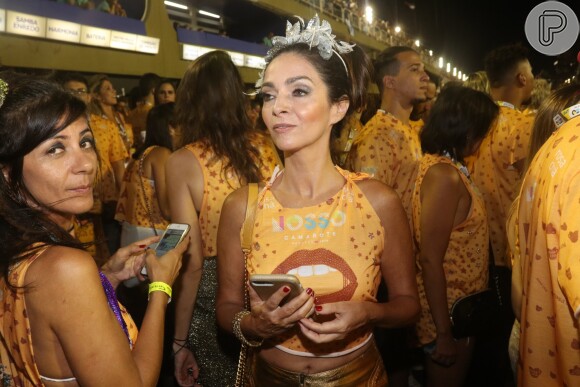 Claudia Ohana curtiu o Carnaval da Marquês de Sapucaí no Nosso Camorote, organizado pela promoter Carol Sampaio, nesta segunda-feira, 12 de fevereiro de 2017