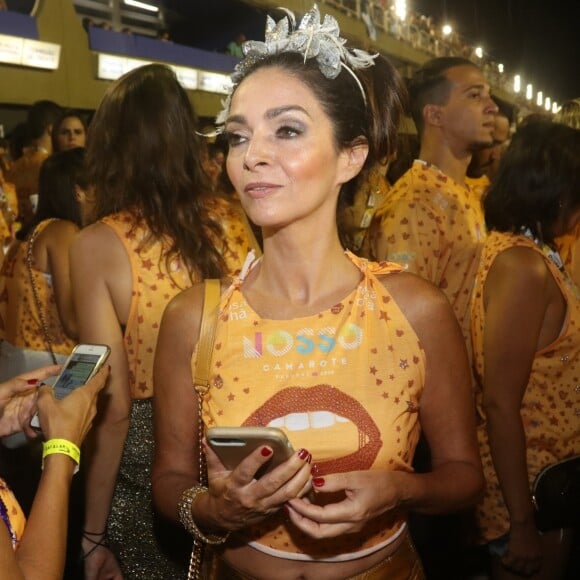 Claudia Ohana curtiu o Carnaval da Marquês de Sapucaí no Nosso Camorote, organizado pela promoter Carol Sampaio, nesta segunda-feira, 12 de fevereiro de 2017