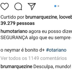 'Desculpa, mundo', disse Bruna Marquezine sobre a foto sexy de Neymar