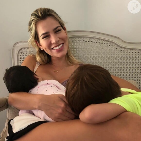 Adriana Sant'Anna é mãe de Linda, de 1 mês, e Rodrigo, de 2 anos
