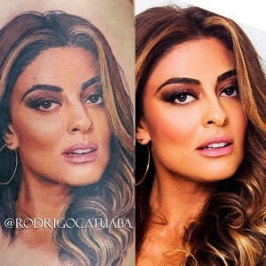 Juliana Paes também já foi homenageada por fã em desenho feito pelo tatuador Rodrigo Catuaba