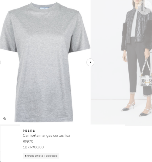 A t-shirt usada por Carla Salle pode ser encontrada por R$ 970