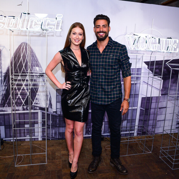 Marina Ruy Barbosa e Cauã Reymond no evento de lançamento da coleção outono/inverno 2018 da Colcci e da edição de março na revista 'Vogue', no Orfeu, em São Paulo, nesta terça-feira, 13 de março de 2018