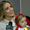 Claudia Leitte se apresentou no programa 'Domingão do Faustão' no último domingo e nos bastidores da atração não desgrudou de seus filhos Davi e Rafael